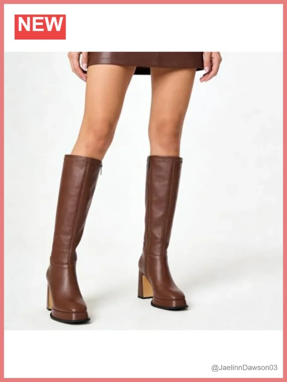 Women's Knee High Platform Gogo Boots Chunky Block Heel Square Toe Faux Leather